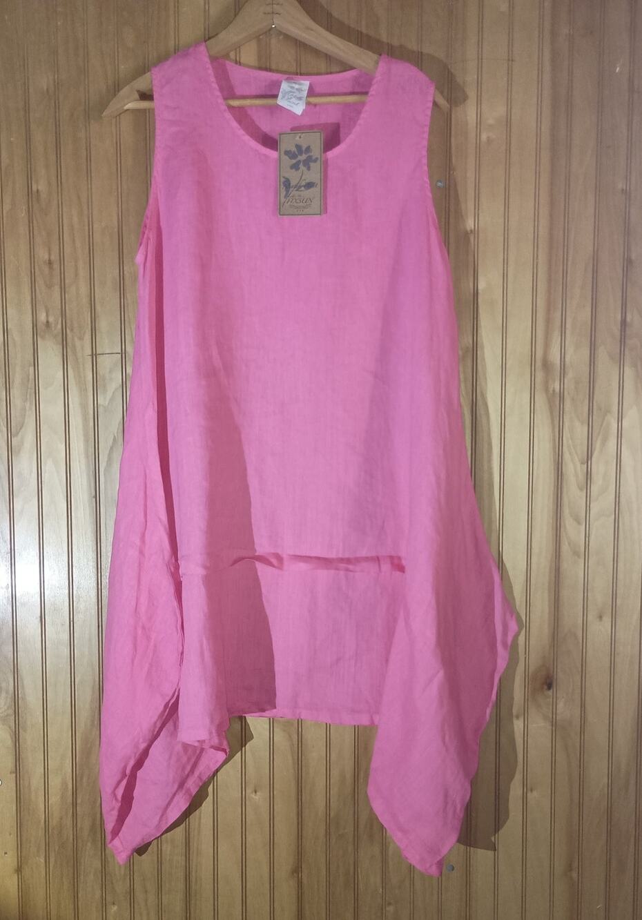 MATCH POINT Size M Oversized Sleeveless Tunic 100% Linen Lagenlook Boho FLAWS